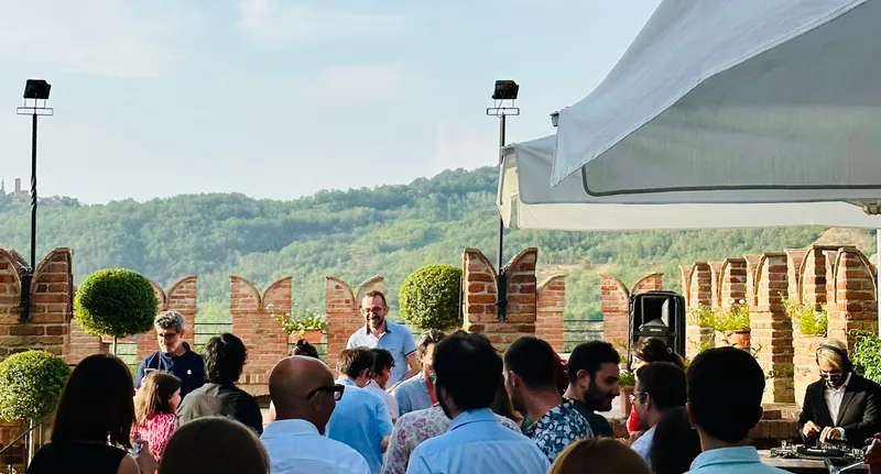 FBK rooftop event with hills view